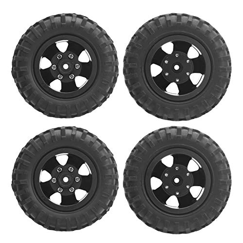 Acouto 2pcs RC Heck -Reifenrad -Reifen 55 Mm Dia Anpassung für WPL D12 /10 Fernbedienungssteuerung LKW Aluminium Rahmen Legierung LININ RC HINTERRC Track WAHR 1/10 Rad TIRERC TIRERC TIRSRC (Schwarz von Acouto