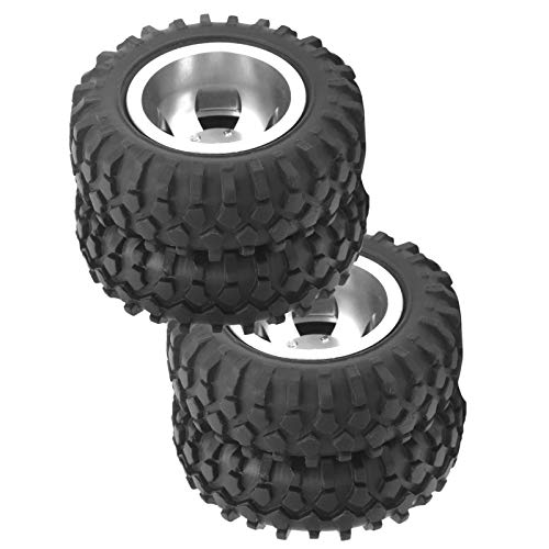 Acouto 2pcs RC Heck -Reifenrad -Reifen 55 Mm Dia Anpassung für WPL D12 /10 Fernbedienungssteuerung LKW Aluminium Rahmen Legierung LININ RC HINTERRC Track WAHR 1/10 Rad TIRERC TIRERC TIRSRC (Silber S) von Acouto