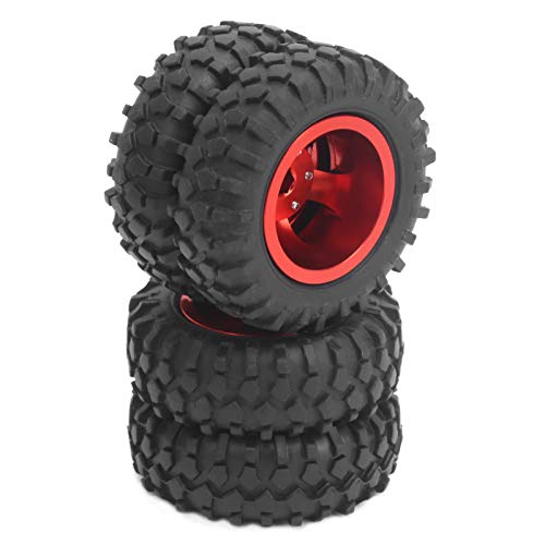 Acouto 2pcs RC Heck -Reifenrad -Reifen 55 Mm Dia Anpassung für WPL D12 /10 Fernbedienungssteuerung LKW Aluminium Rahmen Legierung LININ RC HINTERRC Track WAHR 1/10 Rad TIRERC TIRERC TIRSRC (rot R) von Acouto