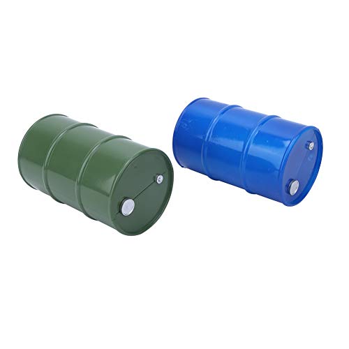Acouto 2pcs Simulation Metall Miniöl -Trommelbehälter Dekoration für 1/10 RC Crawler aus Hochwertigem RC Oil Drumrc Crawler Decorrc Kraftstoffbehälter1/10 Öl -Drumrc (Blau und Grün) von Acouto
