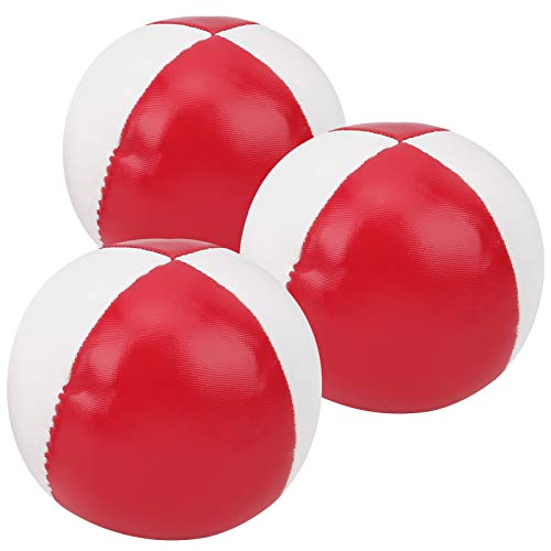 Acouto 3 Stück Jonglierbälle aus PU-Leder für den Innenbereich, Freizeit, Tragbar, Übungsbälle, Rot, weiß, Jonglierbälle, PU-Jonglieren (rot und weiß) von Acouto