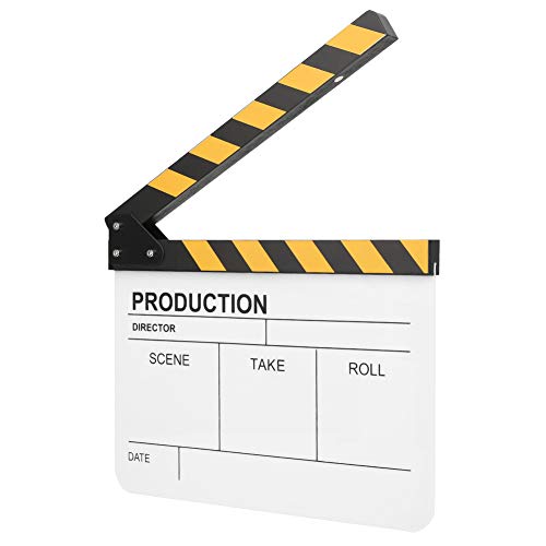 Acouto 30x25cm Acrylclapperboard Regisseur Film Film Integriertes Magnetfotografie Actionklatklat Clear Easy Crisp -Clapperboard -Magnet Dose Can Can Clear (Gelbe Streifen weiße Platine (PAV1YWE2)) von Acouto