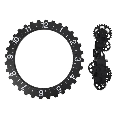 Acouto 3D Bewegungsgetreu Uhr Retro Große Hangsgetriebe Mechanik Stunden Radwand Kunst Dekoratives Uhr Silber die Verletzung. BOD 3D Bewegungsgefangene Glocke Wall Clockwall Kunst Bewegt (Black) von Acouto
