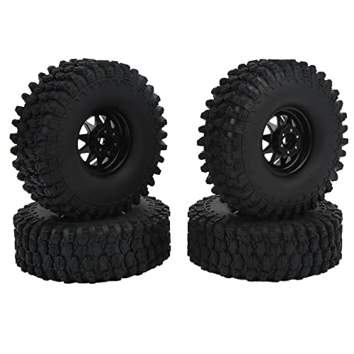 Acouto 4pcs /10 -Skala -RC Autoräder Reifen Eisenradnabe. Zoll Gummireifen für /10 Fernbedienungsauto Upgrade Zubehör weiß. (Black) von Acouto
