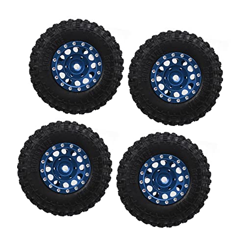 Acouto 4pcs RC -Reifen- und Set Aluminiumlegierung Rims Hub Gummi Reifen für Axiale SCX24 /24 RC Auto Dieser Set Rad Koffer und Reifen1 /24 Auto Tirestire und Beadlocke (Blue) von Acouto