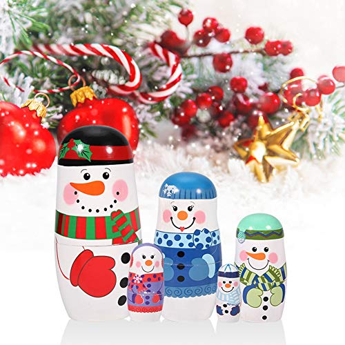 Acouto 5pcs Weihnachten Handbemalt Niedliche Holzmatryoshka -Puppen Russische Nistpuppen Set Home Decoration mit Wunderschönen Verzierungen. Ihr Design Zum Vibrieren der Nisten (Großer Acouto 5pcs Weihnachten Handbemalt Niedliche Holzmatryoshka -Puppen Russische Nistpuppen Set Home Decoration mit Wunderschönen Verzierungen. Ihr Design Zum Vibrieren der Nisten (Großer von Acouto
