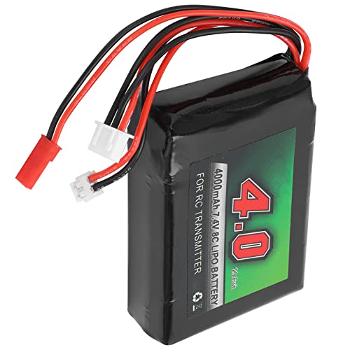 Acouto 7,4 V 4000mAh Lipo Batterie Fernbedienungssteuer -Sender Batterie -Funkregelbatterie mit JSR+JR Stecker für DX9 DX8 DX7 DX6E von Acouto