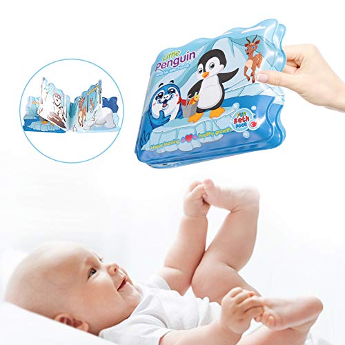 Acouto Babybad Wasserdichtes Buch Buntes Säuglingsduschenspielzeug für die Badezeit, Erhöhen (Kleiner Pinguin) von Acouto