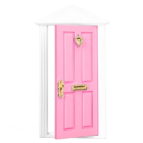 Acouto Doll House Feen -Tür - Spaß und Einzigartige Hölzerne Mini für Fügen Sie Farbenfrohe Rettungsszenen in 1:12 Puppenhäusern Hinzu (Hell-Pink) von Acouto