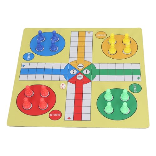 Acouto Flying Chess Set Gummi Stoff Travel Family Brettspielspielzeug mit 16 Schachstücken Aufbewahrungstasche und Würfel für Home Party Office Gummi Diese Premium -Board -Muster Leicht und Leicht und von Acouto