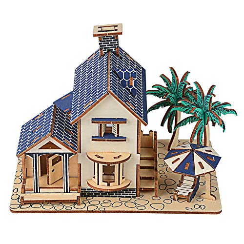 Acouto Holz 3D Villa Model Puzzle Spielzeug für Kinderschulungspulen, Hand-on-Fähigkeitsverbesserung für Geburtstagsgeschenk [6+] von Acouto