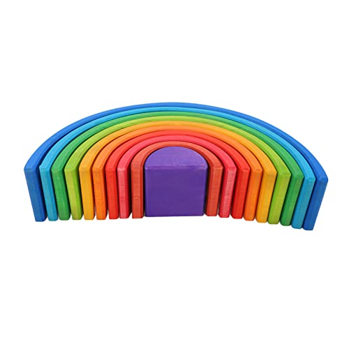 Acouto Holzstapel -Gebäude Spielzeugblöcke Halbkreisnisträtsel für Kleinkinder Frühe Bildung und Safe Create Paint Toy Grimms Holz ToysStacker Bausteine von Acouto