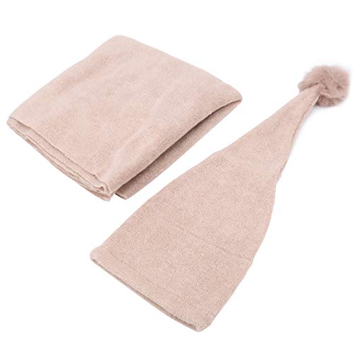 Acouto Neugeborene Häkelkappenkostüm für Kleinkindweiche und Farbenfrohe Babyfotografie -Requisiten, für Babypartypartys, 2pcs -Set (Hut mit Decke), Wollmaterial (Kamel) von Acouto
