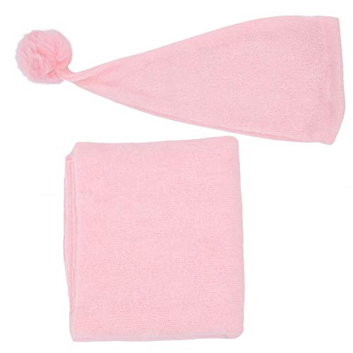 Acouto Neugeborene Häkelkappenkostüm für Kleinkindweiche und Farbenfrohe Babyfotografie -Requisiten, für Babypartypartys, 2pcs -Set (Hut mit Decke), Wollmaterial (Rosig) von Acouto