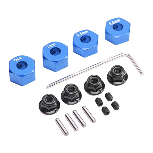 Acouto RC Wheel Hub Hex Aluminiumlegierung 12 Mm Durchmesser 5,5 Mm 7 Dicke Zubehör Set Kit Kann den Abstand erhöhen. (Blue) von Acouto