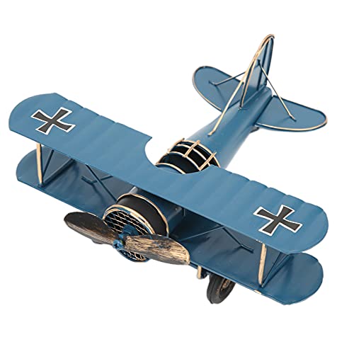 Acouto Retro -Flugzeugmodell Delikates Vintage -Doppeldeckerhandwerk für Home Decoration Cafe Ornamentblue aus Hochwertigem Retro -Flugzeugmodellwuchsteisen Planemetal Flugzeug Besteht von Acouto