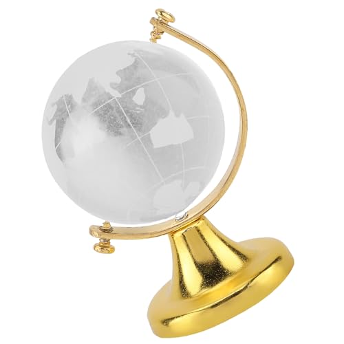Acouto Round Earth Globe World Map Glass Sphere Decor Wohnkörper -Kristall -Ballkristall Spherieklystal Quarz Kugelkristallglas (Gold) von Acouto