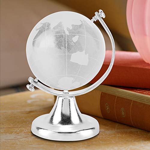 Acouto Round Earth Globe World Map Glass Sphere Decor Wohnkörper -Kristall -Ballkristall Spherieklystal Quarz Kugelkristallglas (Silver) von Acouto