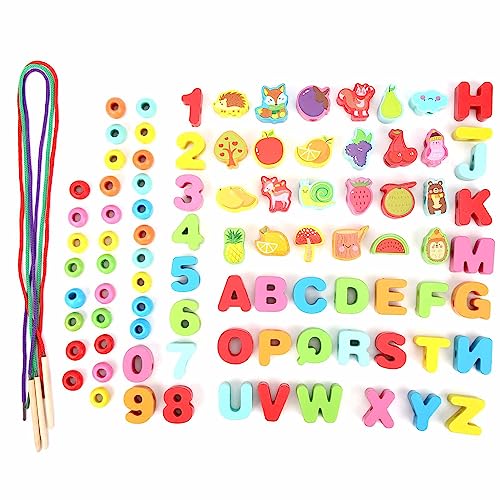 Acouto Säuglingsstring-Faden-Spielzeug-Holzschnürung Perlen für Kognitives Lernen und Hand-Auge-Koordination, Bildungsgeburtstag 36 Monate + Acouto Säuglingsstring-Faden-Spielzeug-Holzschnürung Perlen für Kognitives Lernen und Hand-Auge-Koordination, Bildungsgeburtstag 36 Monate + von Acouto