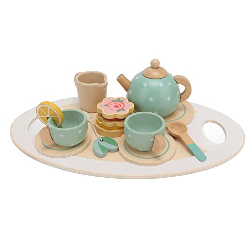 Acouto Tea Party Set Simulation Lustiges Holztee -Set für Kleine Mädchen mit Reichhaltigem Accessoires von Acouto