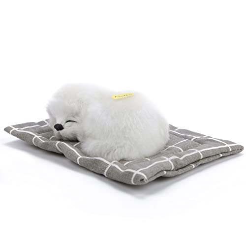 Acouto Weiche Plüschtiere Simulation Tier Dog Puppe mit Sound, Kinderspielzeug, Geburtstagsgeschenk, Plüsch und Baumwolle (Schlafender Hund mit allen weißen Gingham-Teppich) von Acouto