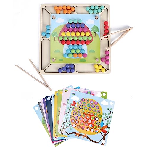 Lernspielzeug, Perlenspielzeug mit Clips aus Naturholz, ungiftig, ohne Formaldehyd, für Kinder zum Spielen zu Hause von Acouto