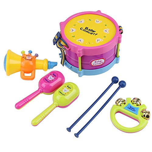 Lernspielzeugset mit Musikinstrumenten, 7-teilig, mit Trommelglocke und Sandhammer, Trompete für Kinder, frühes Musiktraining von Acouto