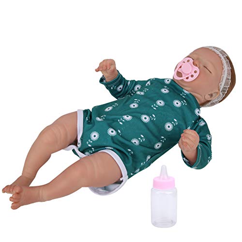 Reborn Babypuppe, realistisch, braun, künstliches Haar, Babypuppe, Spielzeug, Fläschchen, Nippel, Simulationsset, Puppe, Spielzeug Reborn Babypuppe, realistisch, braun, künstliches Haar, Babypuppe, Spielzeug, Fläschchen, Nippel, Simulationsset, Puppe, Spielzeug von Acouto