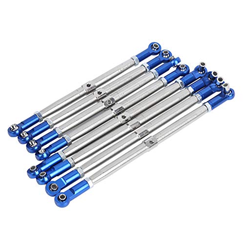 Verstellbare Verbindungsstange aus Metall, RC Autozubehör für 1/10 E-revo2.0 5319X 5338R, Blau, Silber, 8 Stück von Acouto