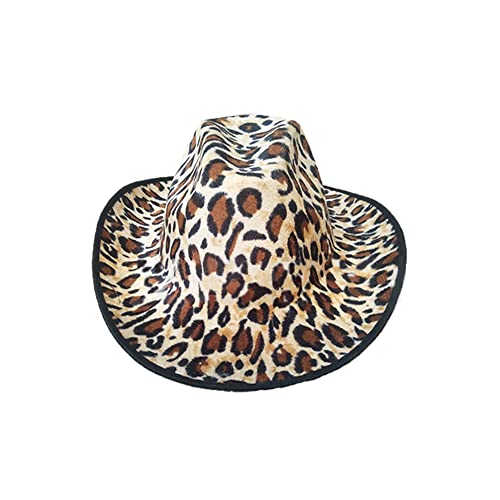 Acrawnni Cowgirl-Hut, Kostüm, Karneval, Kopfbedeckung, Disco, Abschlussball, Cowboyhut, Spielkostüm, Brautjungfern, Damen/Herren, Westernhut (A-Leopardenmuster) von Acrawnni