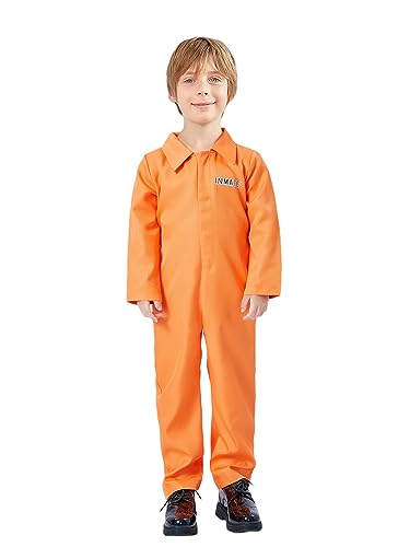 Acrawnni Halloween Jail Kostüme Brief drucken lange Ärmel Gefängnis Overall für Erwachsene Kleinkinder Rollenspiel Party Cosplay Outfits (Kids, A-Kids Orange, 2-3 Years) von Acrawnni