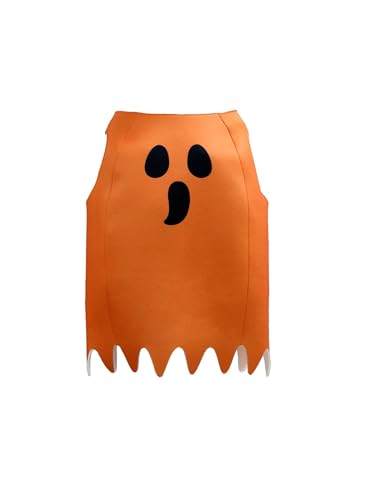 Acrawnni Halloween-Kostüm-Set für Damen, ärmellos, mit Kapuze, Geisterdruck, Umhang + Handschuhe, Boo Kostüm für Party, Cosplay, Größe M (A-Gelb, M) von Acrawnni