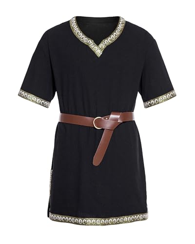 Acrawnni Mittelalterliches Herren-Kostüm, Renaissance-Tempel-Tunika, Wikinger, Ritter, Pirat, Vintage-Krieger, Halloween, Cosplay, Party, Tops ohne Gürtel, A-schwarz, S Acrawnni Mittelalterliches Herren-Kostüm, Renaissance-Tempel-Tunika, Wikinger, Ritter, Pirat, Vintage-Krieger, Halloween, Cosplay, Party, Tops ohne Gürtel, A-schwarz, S von Acrawnni