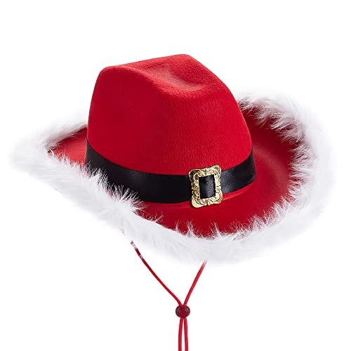 Cowgirl-Hut, Kostüm, Karneval, Kopfbedeckung, Disco, Abschlussball, Cowboyhut, Spielkostüm, Brautjungfern, Damen/Herren, Westernhut (A-Rot mit weißem Rand) von Acrawnni