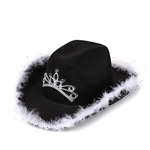 Cowgirl-Hut, Kostüm, Karneval, Kopfbedeckung, Disco, Abschlussball, Cowboyhut, Spielkostüm, Brautjungfern, Damen/Herren, Westernhut (A-Schwarz, 3) von Acrawnni