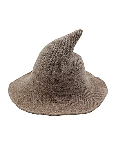 Frauen Halloween Wolle Hexenhut Strickmütze Party Maskerade Cosplay Kostüm Zubehör, khaki, One size von Acrawnni