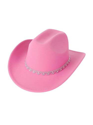 Western-Cowgirl-Hut für Damen, Cowboyhut, Zubehör, 70er Jahre, Boho, Hippie, Fancy Cosplay, Karneval, Halloween (A-Hellrosa, Einheitsgröße) von Acrawnni