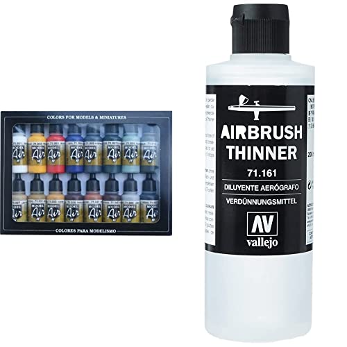 Acrylicos Vallejo 071178 Modellbausatz, verschieden & Vallejo Air Sprühlackverdünner, 200 ml von Vallejo