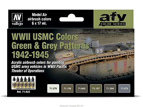 Acrylicos Vallejo 071623 Farb-Set, WWII USMC, Grün & Grau Tarnung Modellbau, 1 Count (Pack of 1) von Vallejo