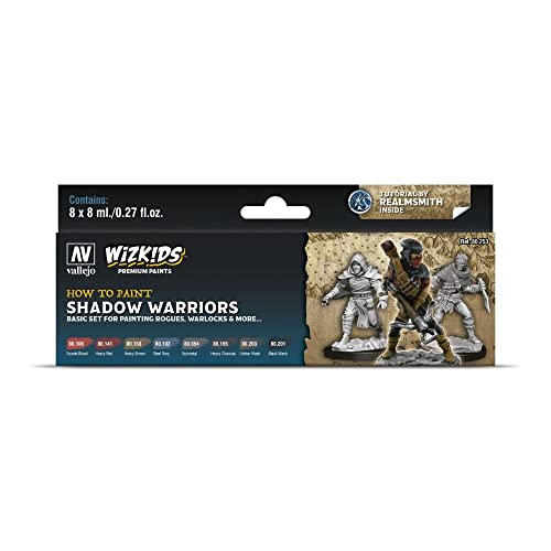 Acrylicos Vallejo 080253 Farb-Set, WizKids Shadow Warriors, 8 x 8 ml Modellbau, verschieden, 8 ml (8er Pack) von Vallejo