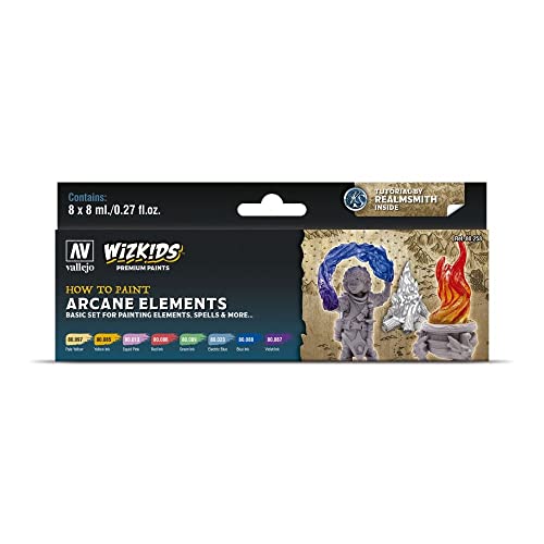 Acrylicos Vallejo 080258 Farb-Set, WizKids Arcane Elements, 8 x 8 ml Modellbau, 8 ml (8er Pack) von Vallejo