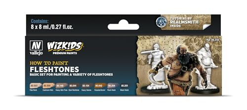 Acrylicos Vallejo 080259 Farb-Set, WizKids Fleshtones, 8 x 8 ml Modellbau, verschieden, 8 ml (Pack of 8) von Vallejo