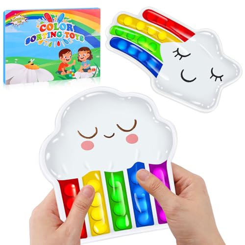 Acsatont 2 Stück Sensorik Spielzeug, Fidget Toys Farbsortierspielzeug, Regenbogen Anti Stress Spielzeug zum Quetschen, Kneten und Entspannen Verwendet von Acsatont