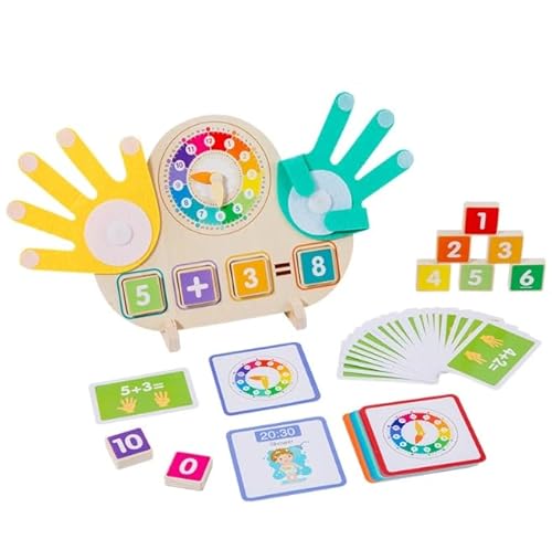 Acsatont Montessori Spielzeug, Lernspiel ab 3 4 5 Jahre, Fingerzählmathe Holzspielzeug Pädagogisch Wertvoll, Geschenk Mädchen & Jungen 5 Jahre Geburtstag (Uhr) von Acsatont