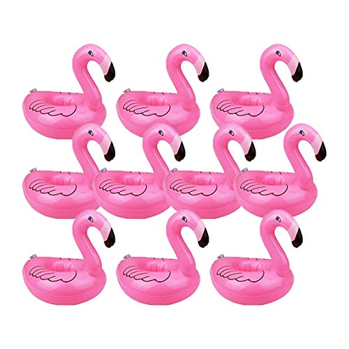 AcserGery Aufblasbarer Getränkehalter PVC Flamingo Schwimmender Bierhalter Getränke Dosenhalter Flaschenhalter Getränkehalter für Schwimmbad Strand 10 Stück - Rosa (Rosa) von AcserGery
