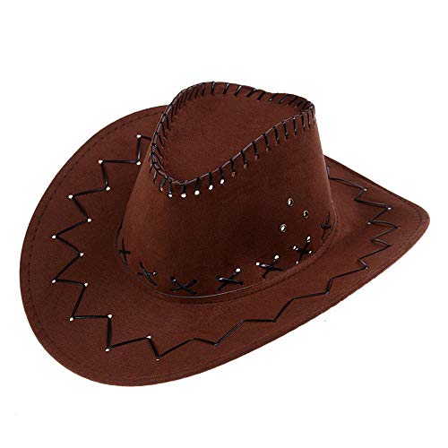 AcserGery Cowboyhut Westernhut Kostümzubehör Western Wildlederoptik Cowboy-Hut (opfbedeckung zu Karneval, Fasching, Halloween, Mottopartys) (Braun) von AcserGery