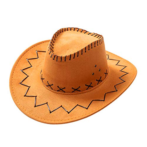 AcserGery Cowboyhut Westernhut Kostümzubehör Western Wildlederoptik Cowboy-Hut (opfbedeckung zu Karneval, Fasching, Halloween, Mottopartys) (Hellbraun) von AcserGery