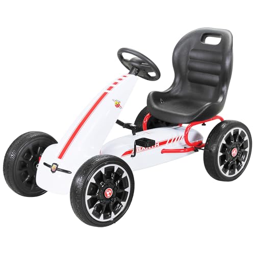 Actionbikes Motors GoKart Abarth FS595 | Lizenziert - Kettcar - Go Kart - Kinderauto mit Handbremse - Go Cart - Kinder GoKart - Tretauto - Kart - Kinderfahrzeug - Auto für Kinder ab 3 Jahre (Weiß) von Actionbikes Motors