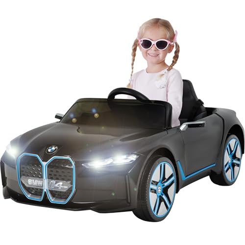 Actionbikes Motors Kinder Elektroauto BMW i4 | 2.4 Ghz Fernbedienung - 6 Volt 7 AH Batterie - 1x 25 Watt Motor - Bluetooth - Elektro Auto für Kinder ab 3 Jahre (BMW i4 Schwarz) von Actionbikes Motors