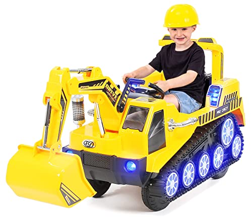 Actionbikes Motors Kinder Elektroauto D2811 | Fernbedienung mit First Funktion - Kinderauto elektrisch - Elektrofahrzeuge - Bagger bis 6 km/h - Baufahrzeuge - Elektro Auto für Kinder ab 3 Jahre (Gelb) von Actionbikes Motors